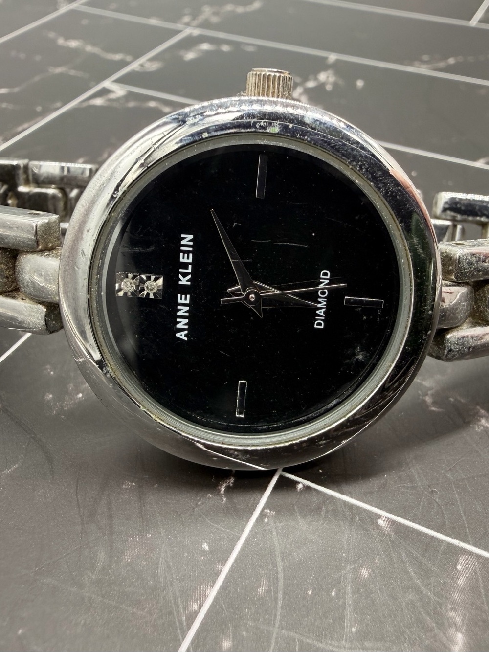 Anne Klein Women's Diamond Accent Silver Tone Link Bracelet Watch AK/2811